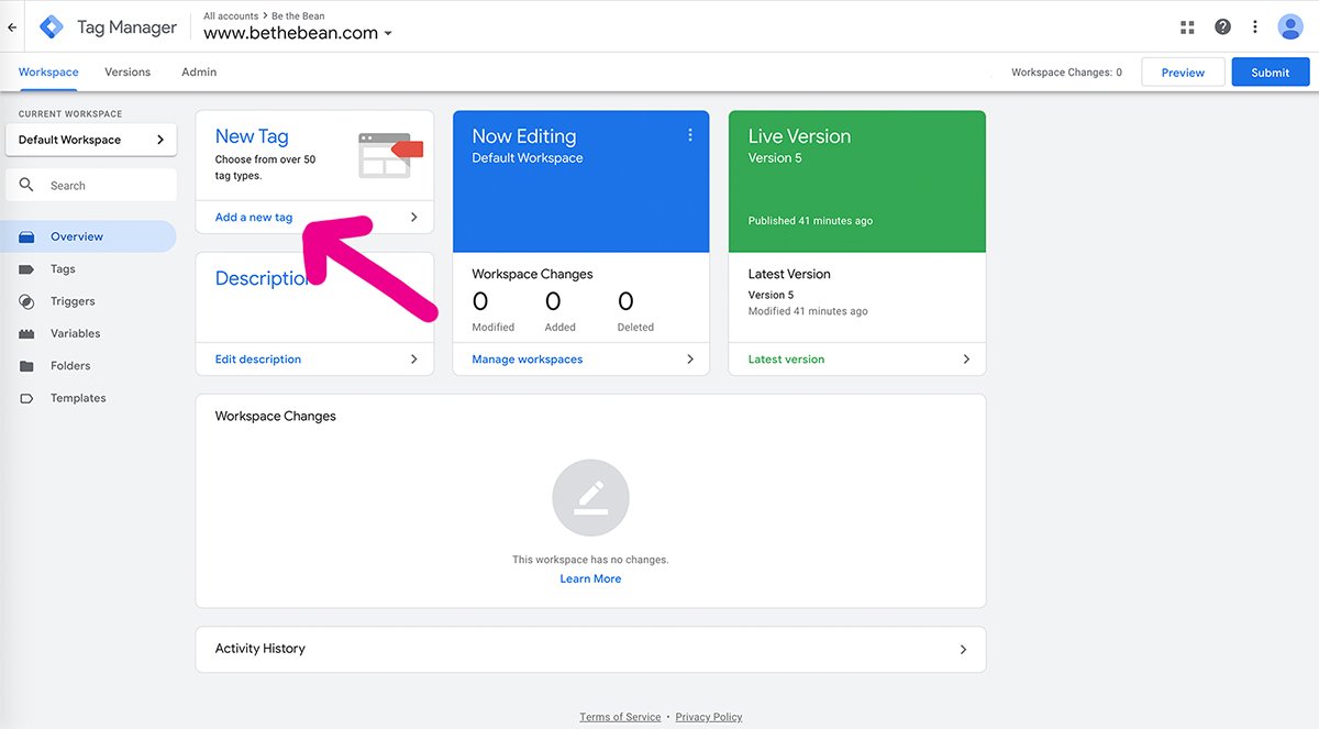 google tag manager create new tag